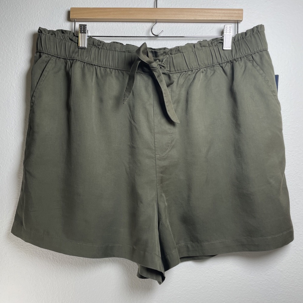 NWT Lucky Brand Women's XL Olive Green Lyocell Paperbag Pull On Shorts